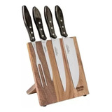 Juego Para Asado 5 Piezas Tramontina Polywood Churrasco Cts Color Marrón Claro