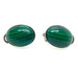 Aros Clip Piedra Malaquita Plata 925 