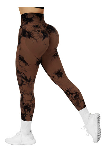 2pzs Leggins Deportivos Gym Licra Mujer Tie-dye Push Up Yoga