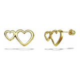 Broquel Piercing Doble Corazón Oro 10k