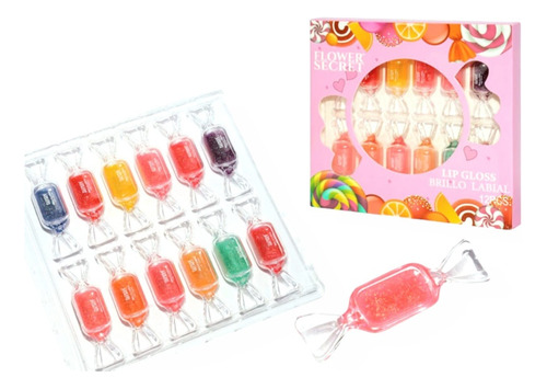 Pack 12 Brillos Labiales Con Gliter Candy 