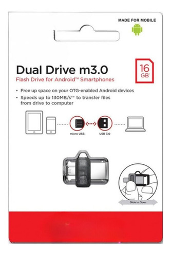 Pendrive Ultra Dual 3.0 16gb Con Entrada Micro + Adaptador