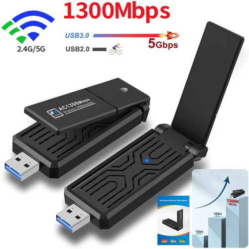 Antena Adaptador Wifi 1300mbps Usb Inalámbricos 2.4g/5g