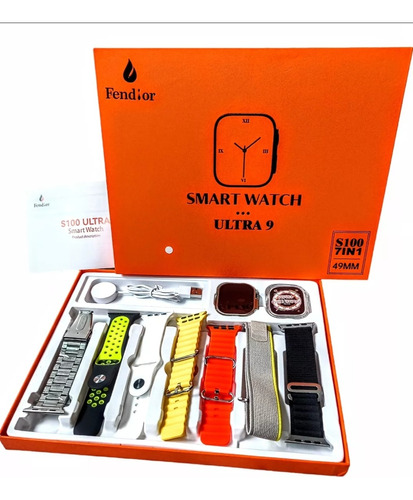 Iwo Smartwatch S100 Ultra9 Com Sete 7 Pulseiras Relógio Digi
