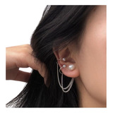 Aretes Mujer Ear Cuff Solitario Doble Ear Cuff Perlas