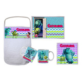 Set Jardin Monster Inc Toalla Mantelito Servilleta Taza 4