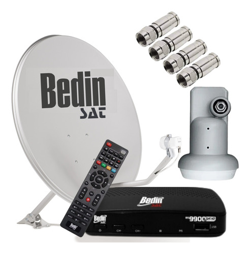 Kit De Antena Bedin + Receptor Bedin Sat + Conector + Lnbf