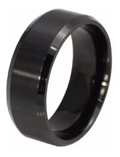 Anel Preto Fosco Tungstênio 6mm Chanfrada