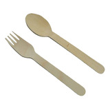 200 Pzs Tenedor Y Cuchara Desechable De Madera Biodegradable