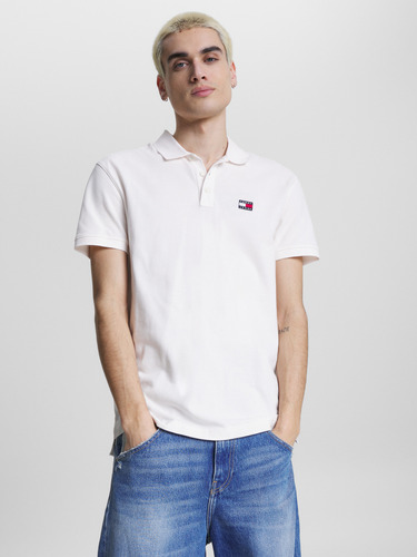 Polo Classic Con Parche Hombre Tommy Jeans Blanco