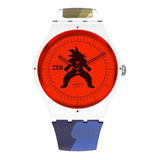 Reloj Pulsera Swatch Vegeta X Swatch Con Correa De Silicona Color Azul - Fondo Rojo