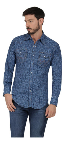 Camisa Vaquera Hombre Wrangler Regular Fit Manga Larga 4am