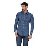 Camisa Vaquera Hombre Wrangler Regular Fit Manga Larga 4am