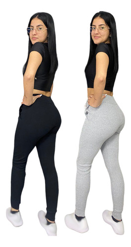 Kit 2 Calça Ribana Fitness Atacado Moletom Moda Feminina