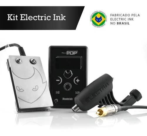 Kit Electric Ink P Tattoo Máquina + Cabo + Pedal + Fonte