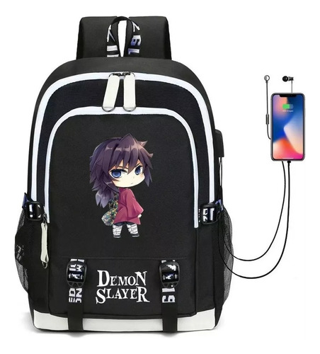 Mochilas Escolares Impermeables Demon Slayer Con Puerto Usb