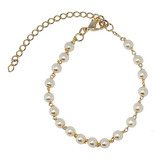 Pulsera 18 Perlas Enchapado Oro 18k