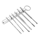 Extrator Cera De Ouvido Kit 6pç Peças Aço Inox Limpeza