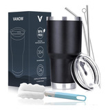 Vaso Térmico De 30oz Acero Inoxidable Con Popote Y Cepillo 