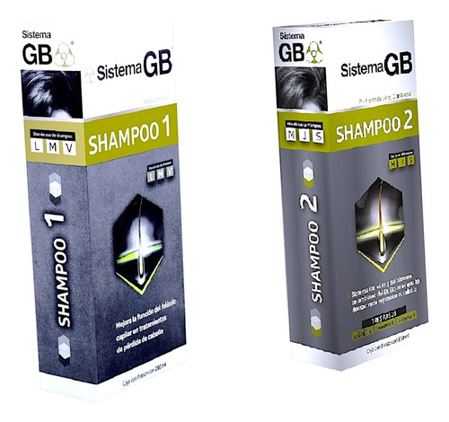 2 Shampoo Sistema Gb Alopecia, Incluye Champo 1 Y 2 