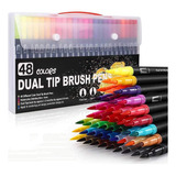 Plumones Punta Pincel Brush 48 Colores Marcadores Lettering