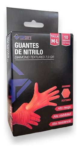 Mini Pack Guantes De Nitrilo Texturizados Naranja M - L 10u