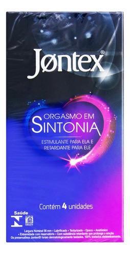 Preservativo Lubrificado Orgasmo Em Sintonia Jontex Caixa 4 Unidades