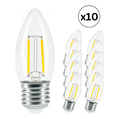 Pack 10 Focos Led Vintage Vela 4w Luz Cálida E26 400lm 2700k Geopower