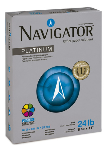 Papel Navigator Platinum Carta 90gr 500 Hojas Impresion Color Blanco