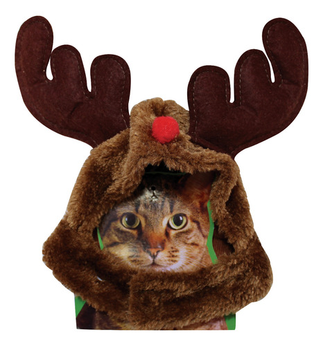 Gorro Navideño Rodolfo El Reno Para Gato Navidad Disfraz 