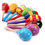 Pack 2 Maracas Madera Colores Juguete Musical Didáctico