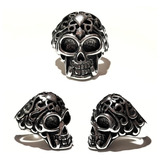 Anillo Calavera Hueso Craneo Tallado En Acero Quirurgico.