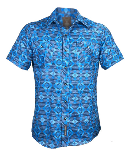 Camisa Caballero Vaquera Manga Corta Rodeo West Azul 4024