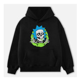 Buzo Canguro Algodón Hoodie Rick & Morty Rick Esqueleto