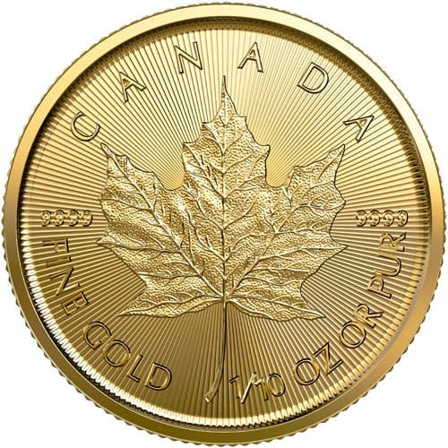 Moneda De Oro Hoja De Arce Canadiense 1/10 Onz. Ley .9999