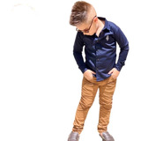 Roupa Infantil Menino Social Calça Color + Camisa Social