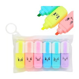 Kit 6 Marca Texto Caneta Fluorescente Papelaria Fofa Kawaii