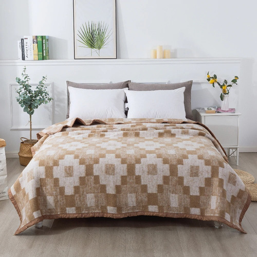 Frazada Borde Satinado King Linea Beige