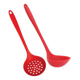 Utensílios Domésticos Escumadeira + Concha Em Silicone Verme