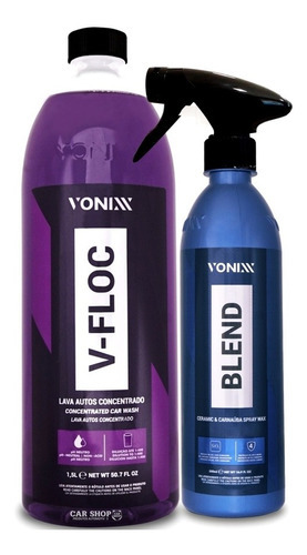 Shampoo Automotivo Neutro V-floc 1,5l + Cera Blend Vonixx