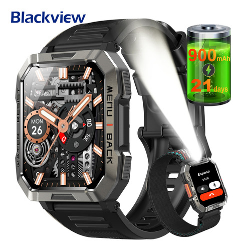 Blackview Smartwatch Reloj Inteligente Bvw60 De 2.1 Pulgadas Hombre Militar Linterna Bluetooth Ip68 Resistente Al Agua