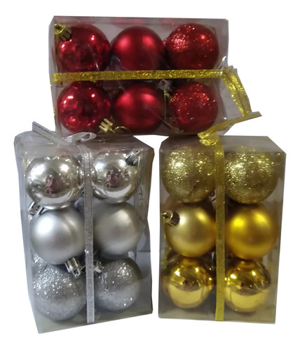 Set De Bolas Navideñas  X 12 Unidades Adornos Deco Navidad 