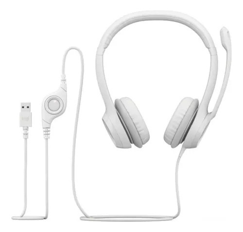 Auricular Headset Logitech H390 Usb Blanco Con Micrófono