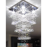 Lustre De Cristal Legítimos K9 Base Inox 45x45 Soquetes E-27