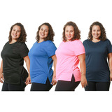 4 Blusinha Plus Size Feminina Dry Fit Comprida Para Academia