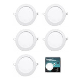 Kit 5 Plafón Panel Led Redondo Embutir 24w Alta Potencia