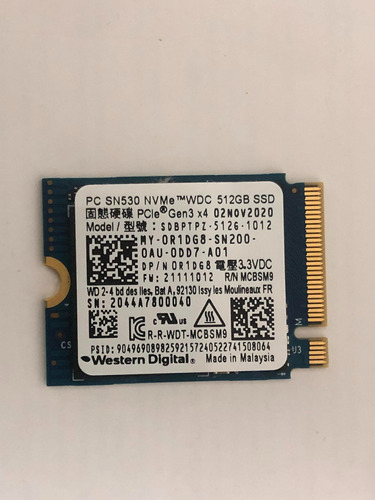 Disco Solido Ssd 512 Gb Western Digital M.2 Pcie Gen3 X4 Nvm