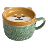 2 Tazas De Café Shiba Inu De Cerámica Japonesa Con Tapa, 2 U