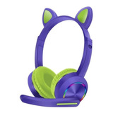 Audifonos Gamer Gato Con Led Bluetooth Inalambrico Niños 