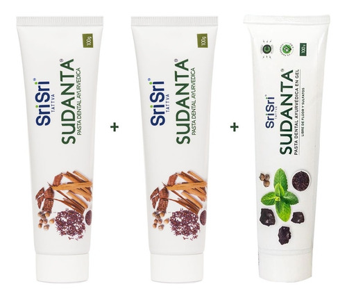 Pasta Sudanta Ayurveda 2 Canela + 1 Pasta Gel Sri Sri